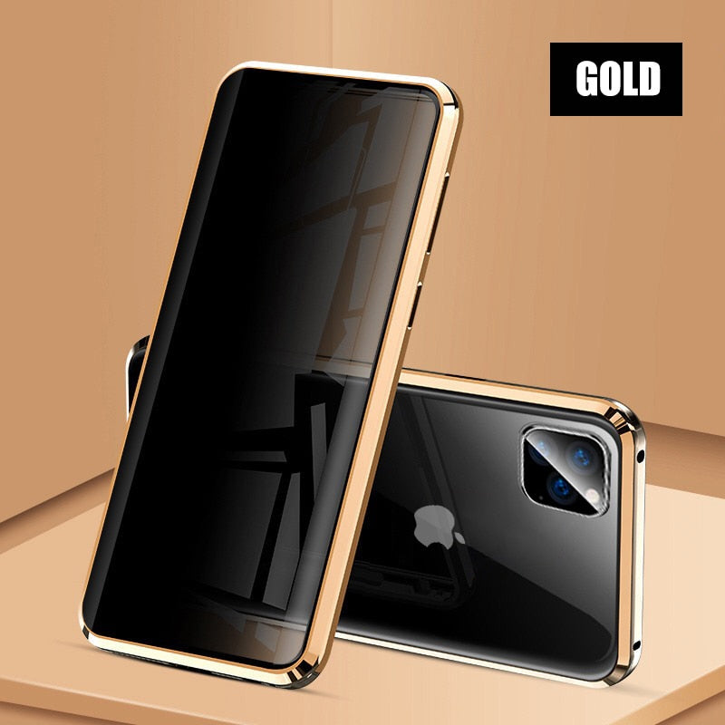 Metal Magnetic Privacy Case for iPhone 7 8 11 XR Samsung Note10+ S10 S9 Magnetic Case for Huawei P20 P30 Pro Anti Peeping Shell